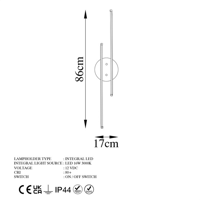 Opviq Lámpara de pared Dorada con LED Integral